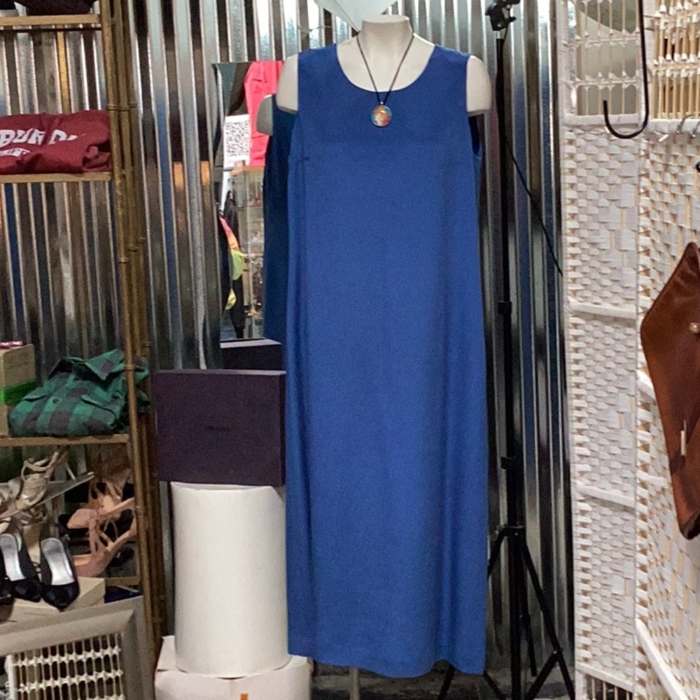 Pure silk Talbots blue dress. Pit to pit is 22” flat front.